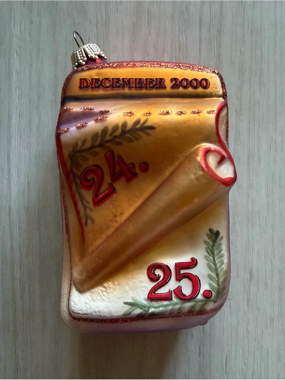 Vintage Krebs Lauscha Glass December 2000 Christmas Ornament Hand Blown Retro